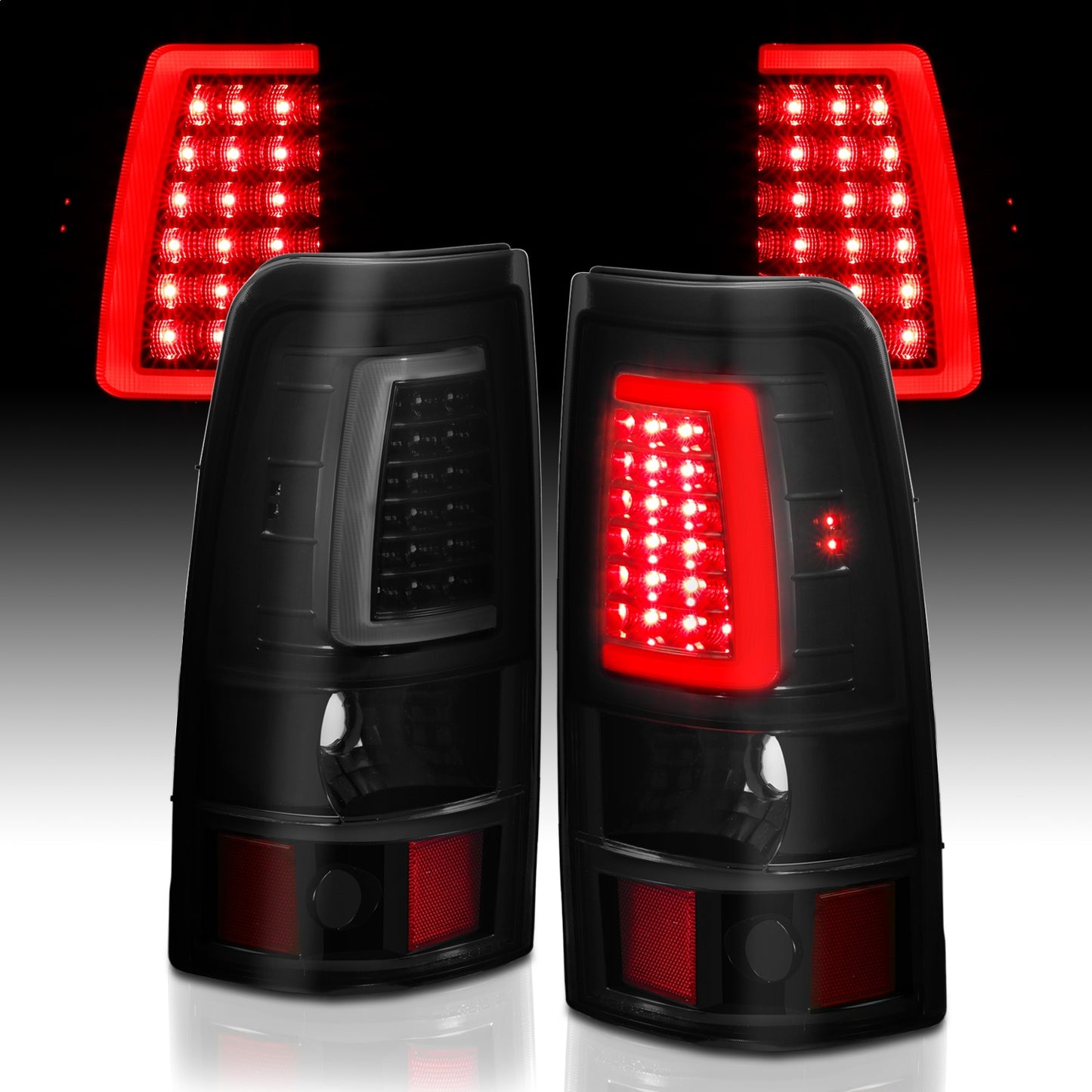 Anzo USA | LED Tail Light Assembly LED Smoke Lens Black Pair | Fits Silverado 1500 | 311331