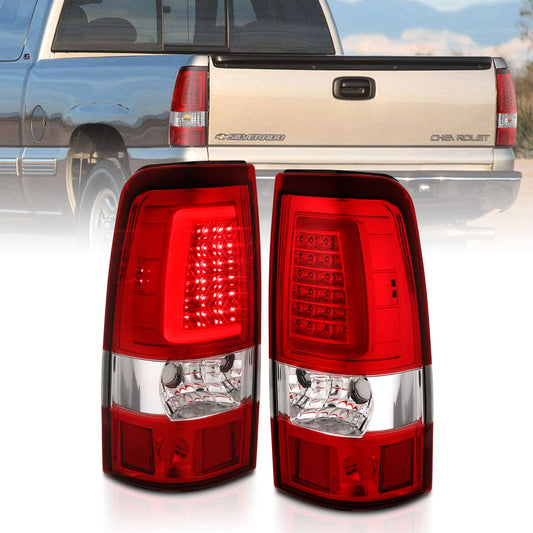 Anzo USA | LED Tail Light Assembly LED Red/Clear Lens Chrome Pair | Fits Silverado 1500 | 311332