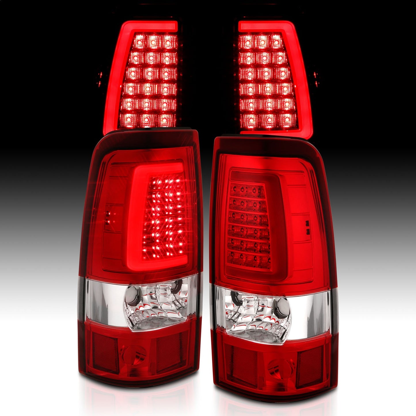 Anzo USA | LED Tail Light Assembly LED Red/Clear Lens Chrome Pair | Fits Silverado 1500 | 311332