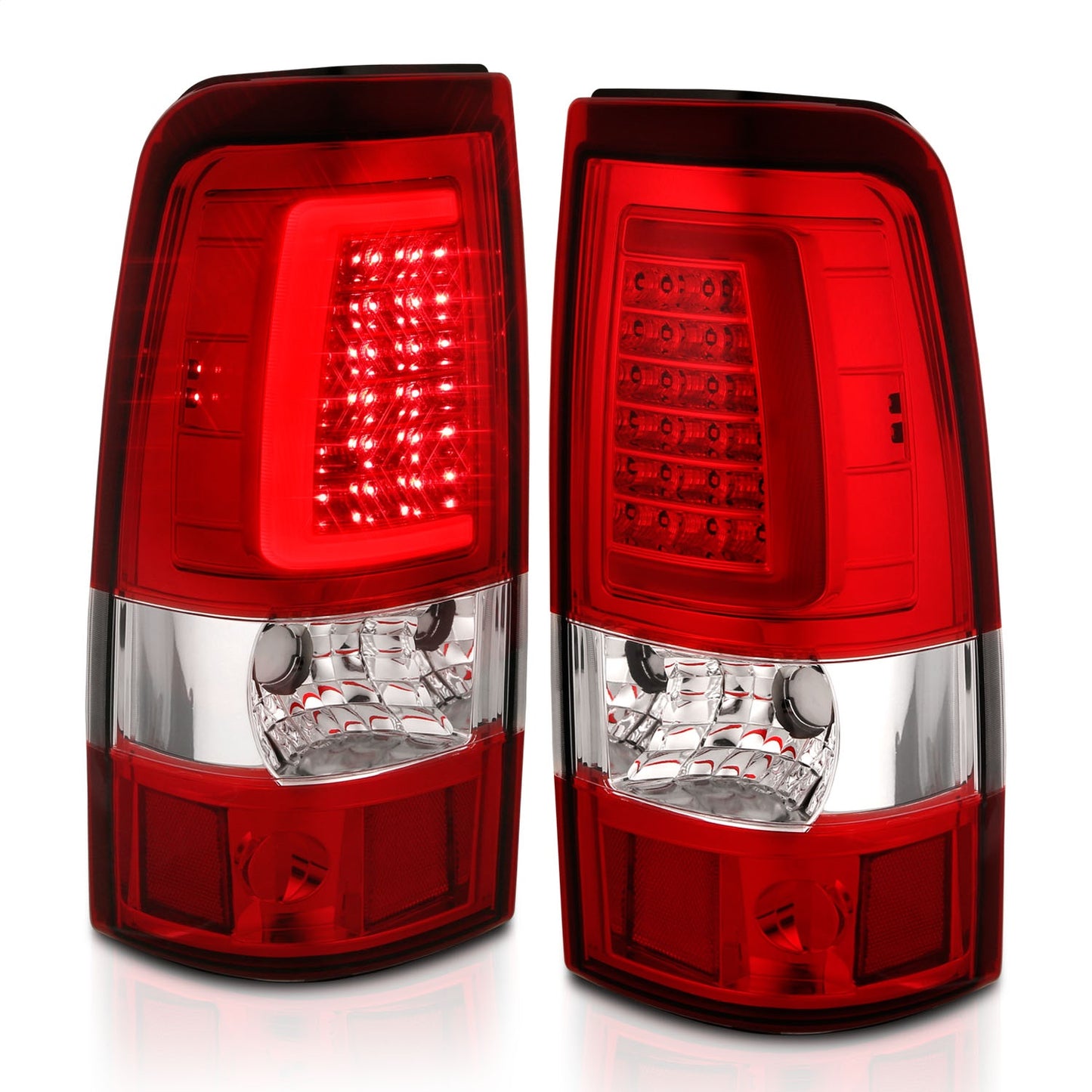 Anzo USA | LED Tail Light Assembly LED Red/Clear Lens Chrome Pair | Fits Silverado 1500 | 311332