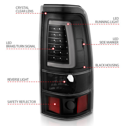 Anzo USA | LED Tail Light Assembly LED Clear Lens Black Pair | Fits Silverado 1500 | 311333