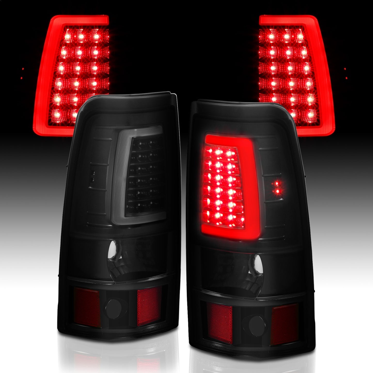 Anzo USA | LED Tail Light Assembly LED Smoke Lens Black Pair | Fits Silverado 1500 | 311334