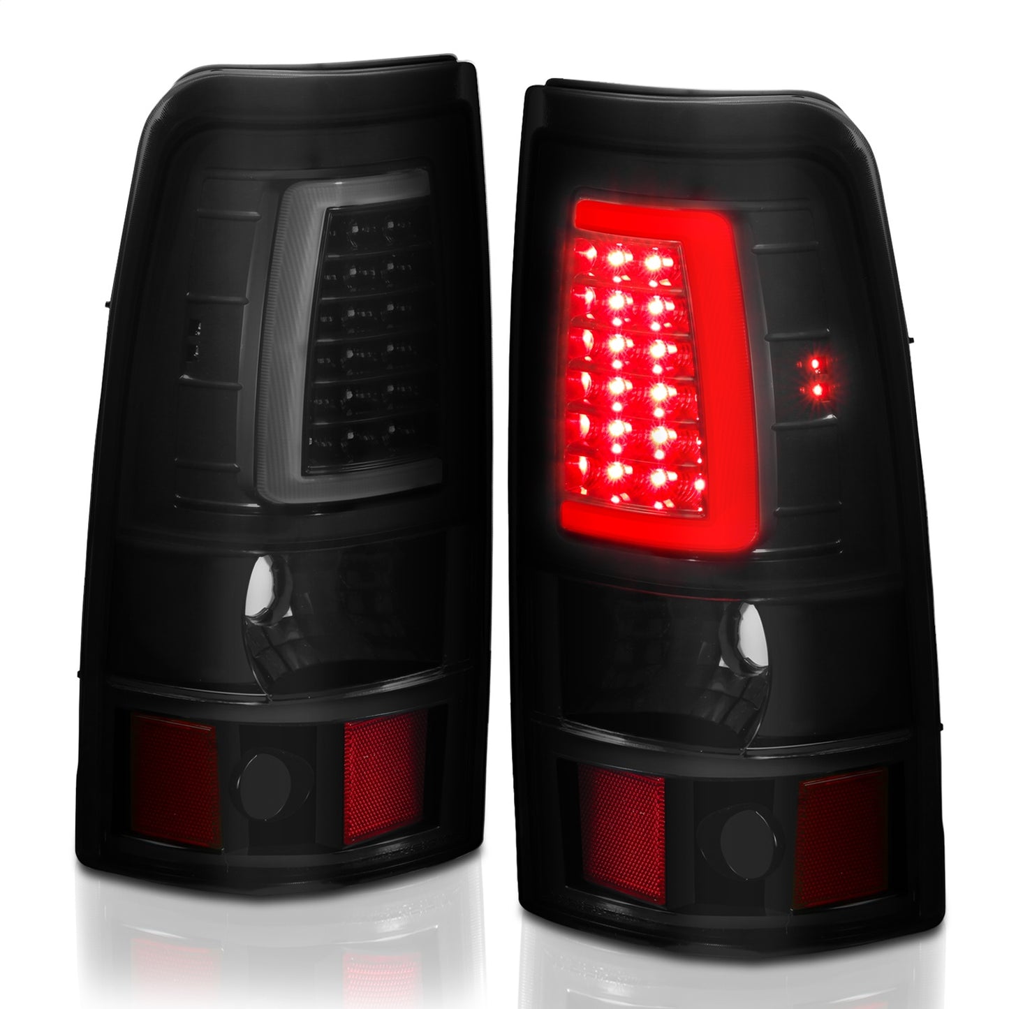 Anzo USA | LED Tail Light Assembly LED Smoke Lens Black Pair | Fits Silverado 1500 | 311334