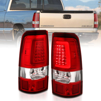 Anzo USA | LED Tail Light Assembly LED Red/Clear Lens Chrome Pair | Fits Silverado 1500 | 311335