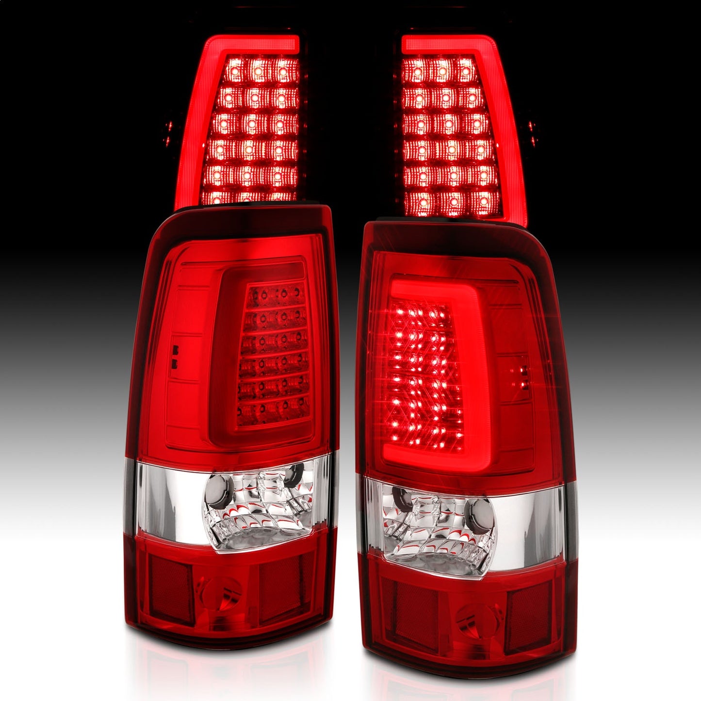 Anzo USA | LED Tail Light Assembly LED Red/Clear Lens Chrome Pair | Fits Silverado 1500 | 311335