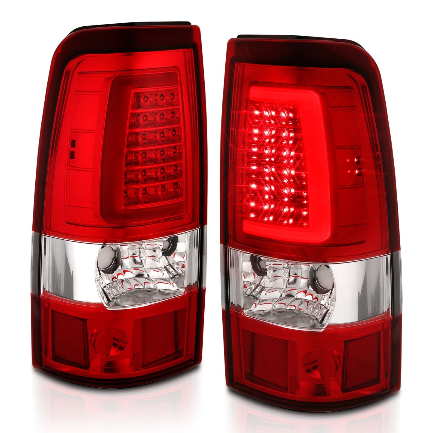 Anzo USA | LED Tail Light Assembly LED Red/Clear Lens Chrome Pair | Fits Silverado 1500 | 311335