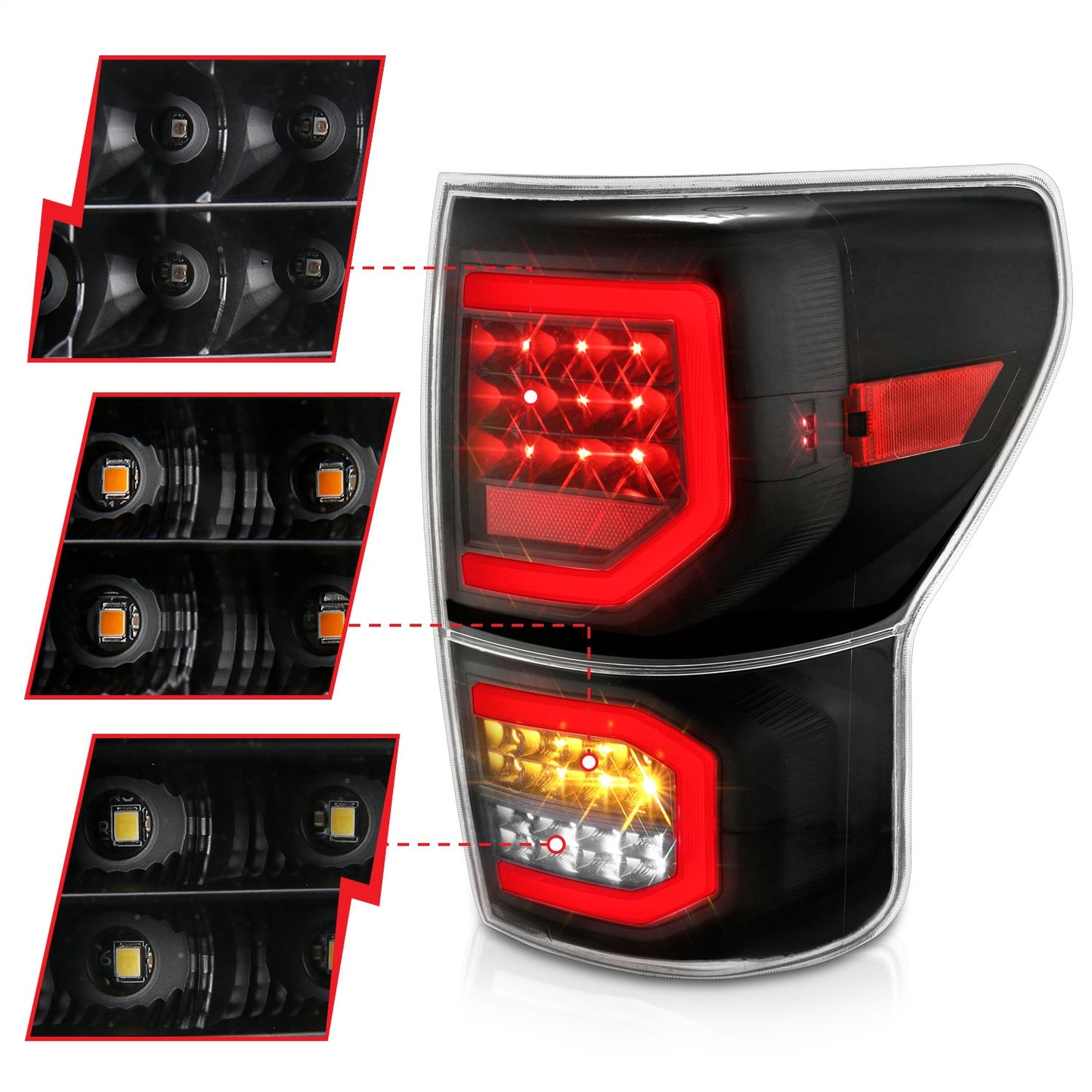 Anzo USA | LED Tail Light Assembly LED Clear Lens Black Housing Pair | Fits Tundra | 311336