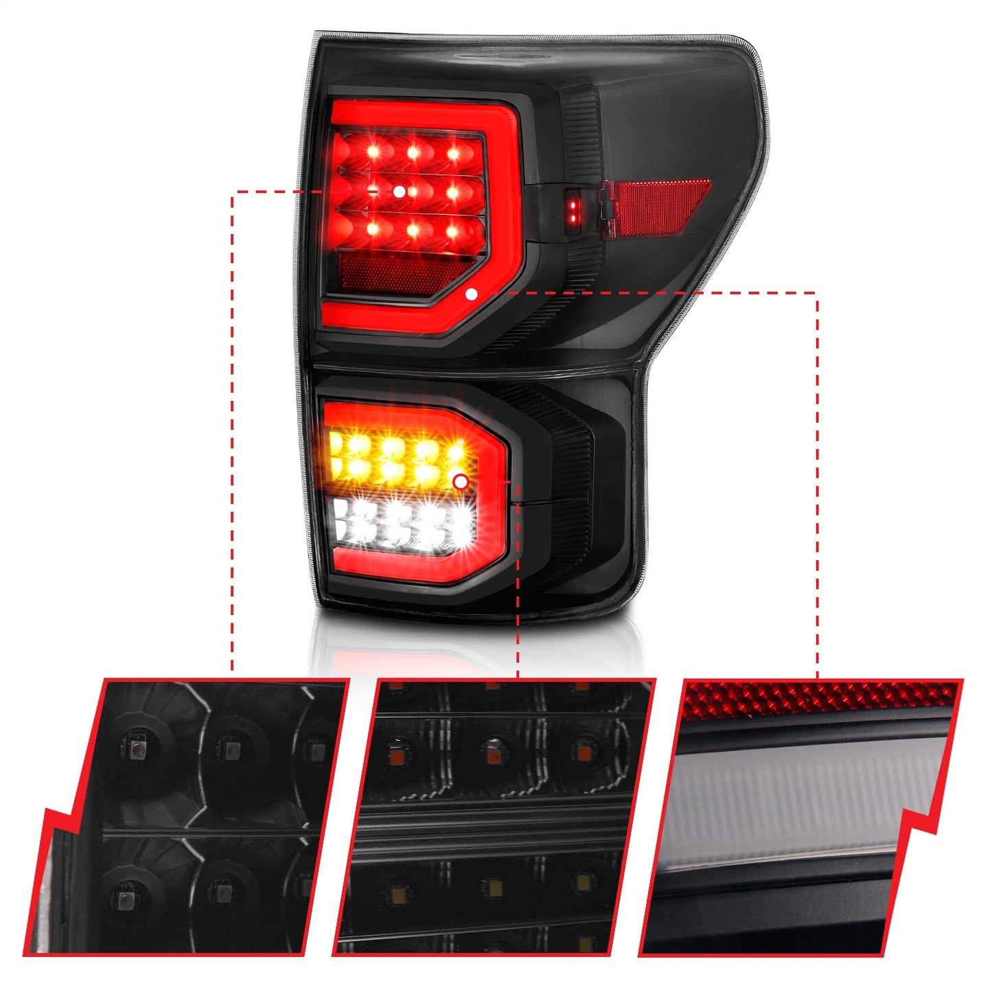 Anzo USA | LED Tail Light Assembly LED Smoke Lens Black Housing Pair | Fits Tundra | 311337