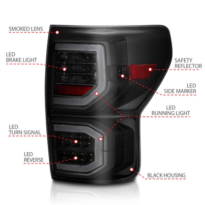Anzo USA | LED Tail Light Assembly LED Smoke Lens Black Housing Pair | Fits Tundra | 311337