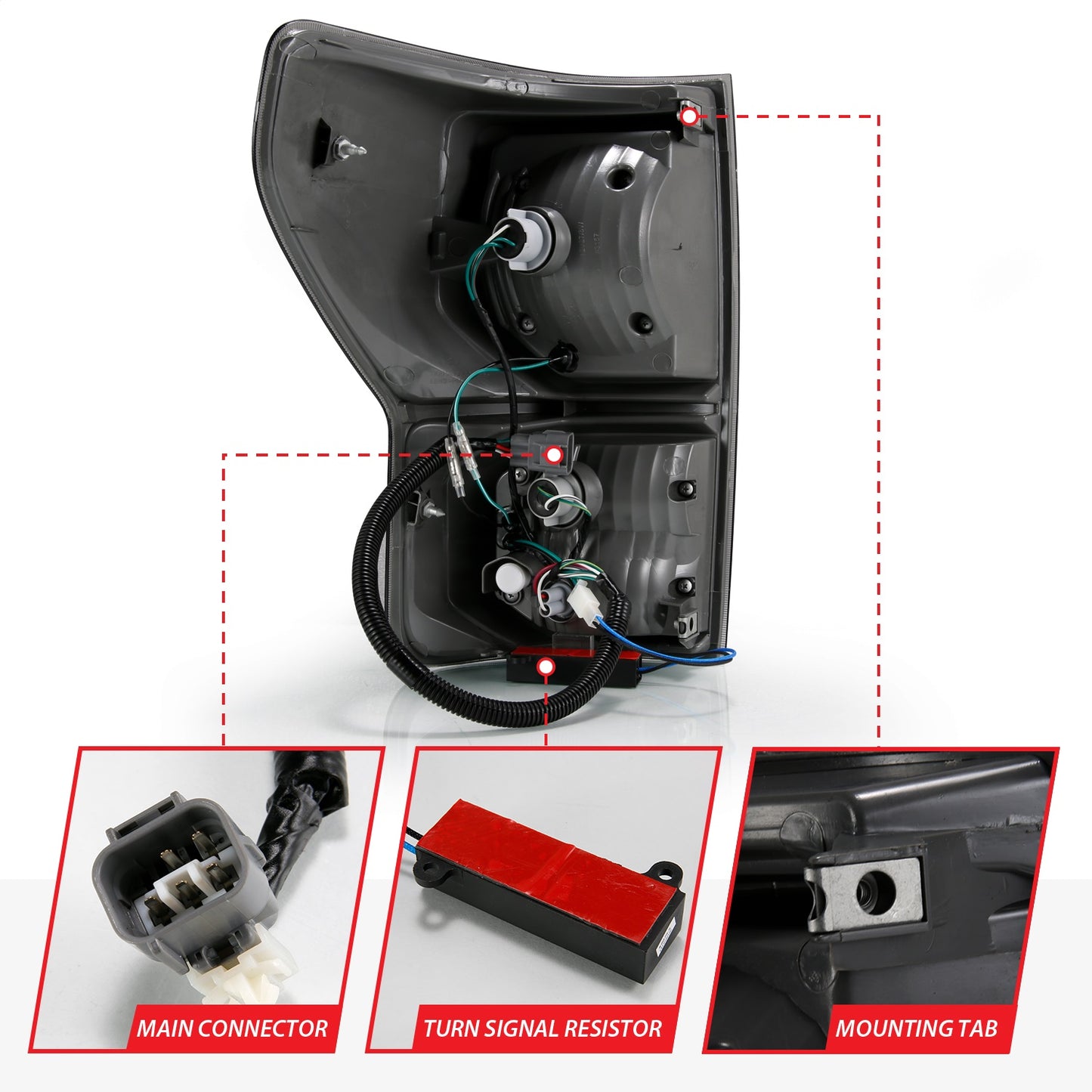 Anzo USA | LED Tail Light Assembly LED Smoke Lens Black Housing Pair | Fits Tundra | 311337