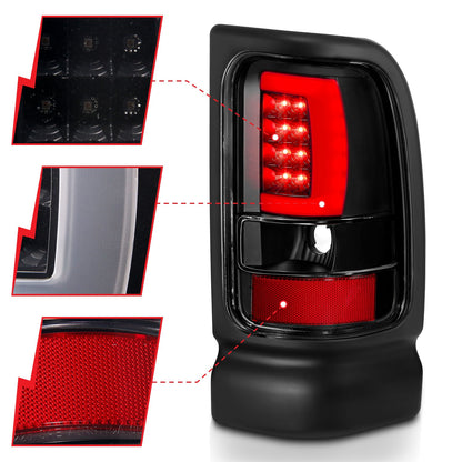 Anzo USA | LED Tail Light Assembly LED Clear Lens Black Housing Pair | Fits Ram 1500 | 311339