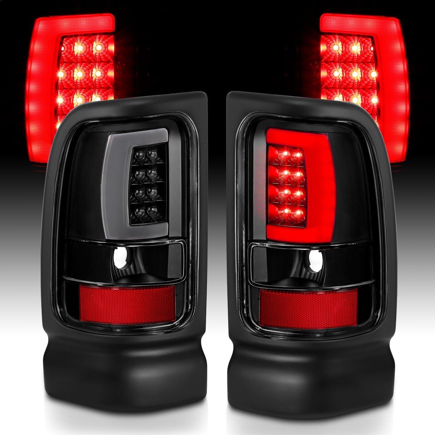 Anzo USA | LED Tail Light Assembly LED Clear Lens Black Housing Pair | Fits Ram 1500 | 311339