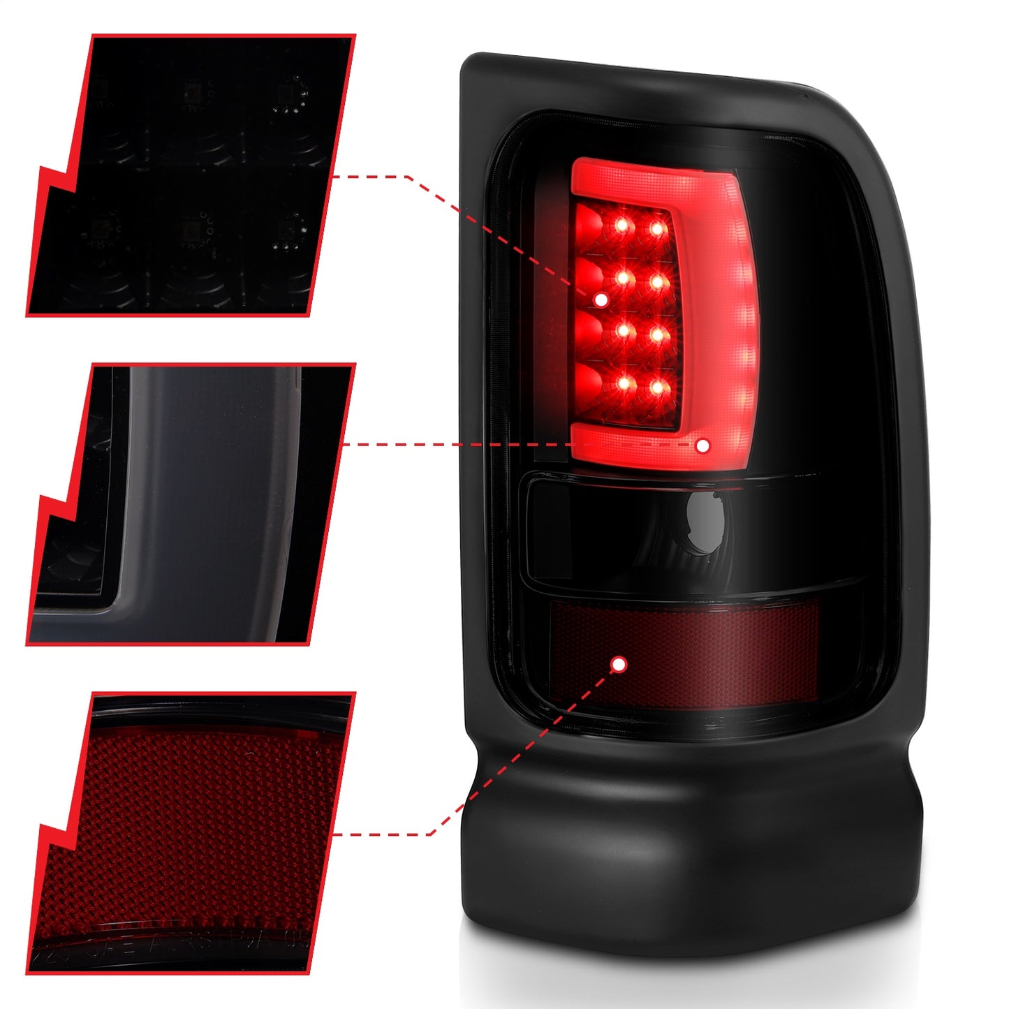 Anzo USA | LED Tail Light Assembly LED Smoke Lens Black Housing Pair | Fits Ram 1500 | 311340