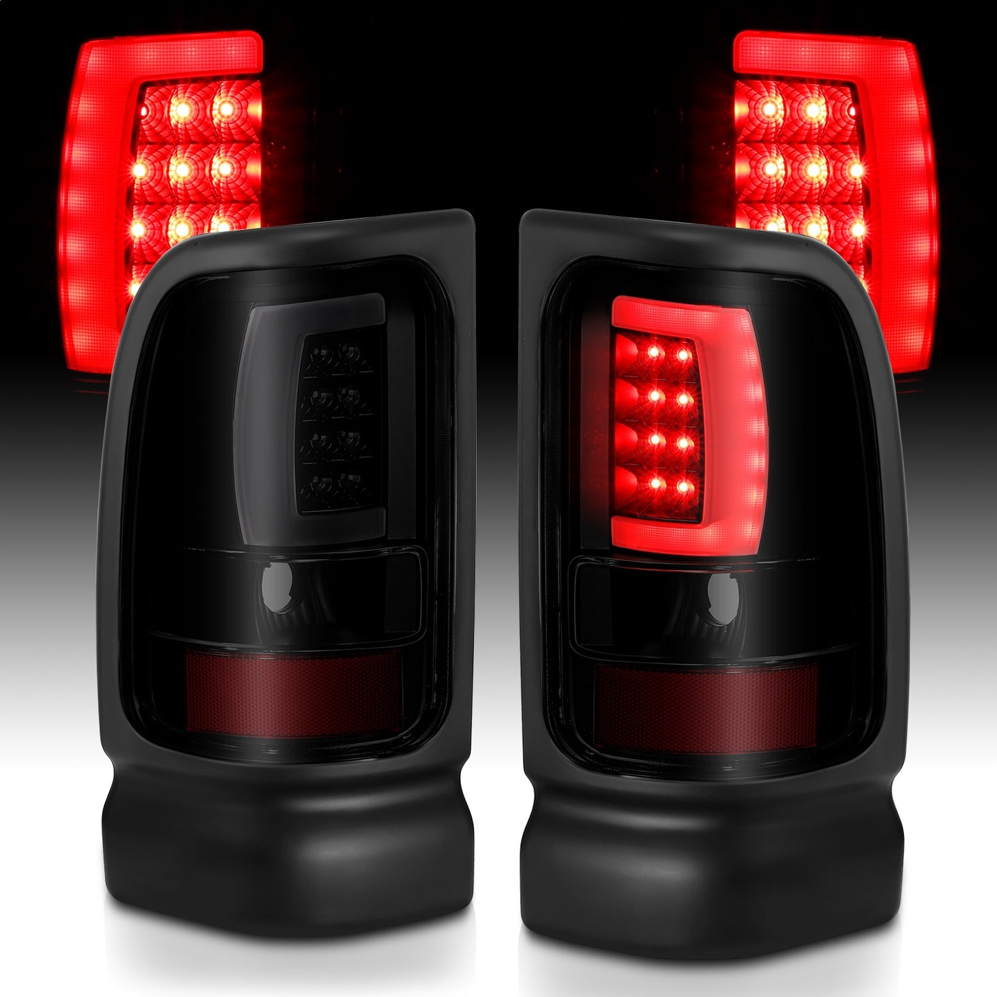 Anzo USA | LED Tail Light Assembly LED Smoke Lens Black Housing Pair | Fits Ram 1500 | 311340
