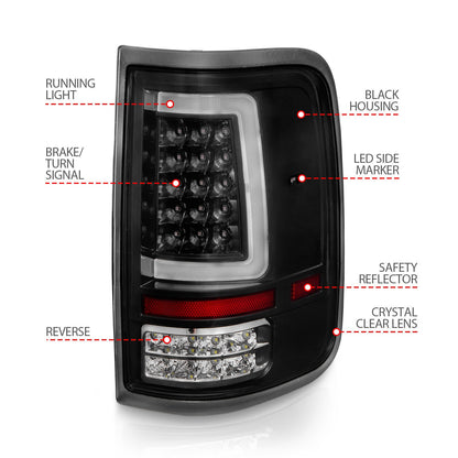 Anzo USA | LED Tail Light Assembly LED Clear Lens Black Housing w/Light Bar Pair | Fits F-150 | 311342
