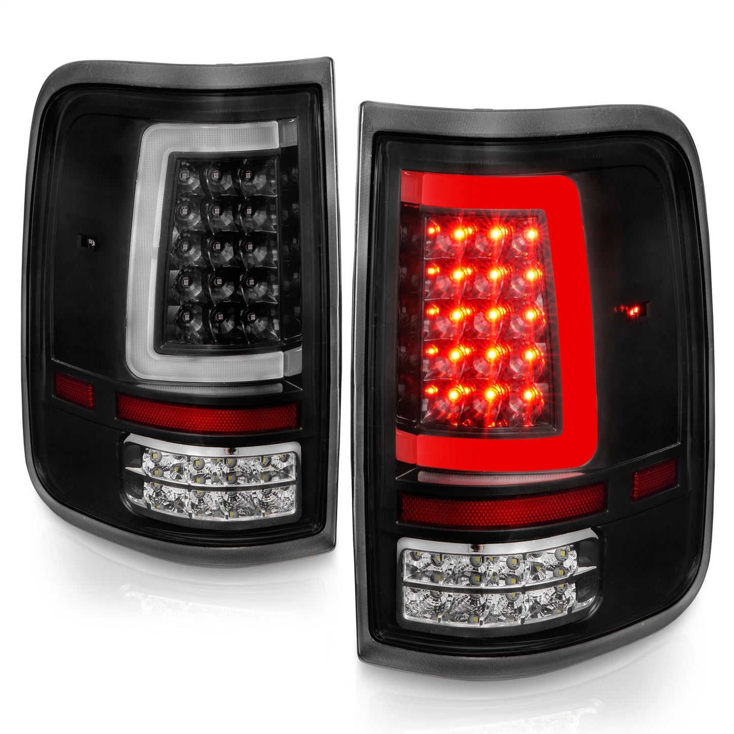 Anzo USA | LED Tail Light Assembly LED Clear Lens Black Housing w/Light Bar Pair | Fits F-150 | 311342