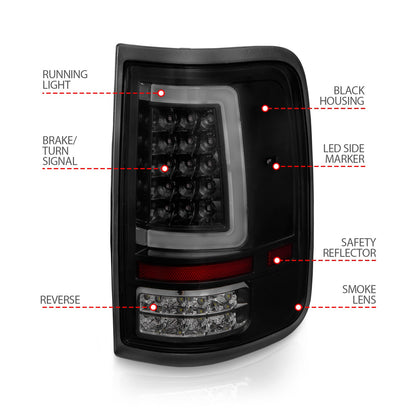 Anzo USA | LED Tail Light Assembly LED Smoke Lens Black Housing w/Light Bar Pair | Fits F-150 | 311343