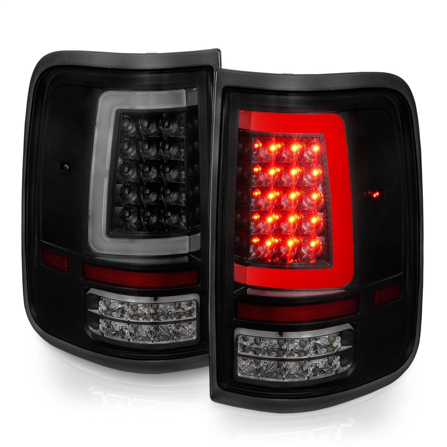 Anzo USA | LED Tail Light Assembly LED Smoke Lens Black Housing w/Light Bar Pair | Fits F-150 | 311343