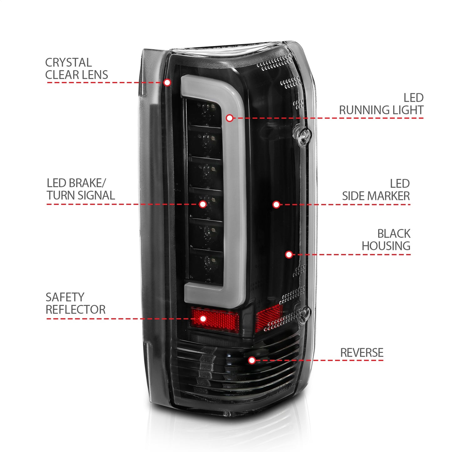 Anzo USA | LED Tail Light Assembly LED Clear Lens Black Housing Pair | Fits F-150 | 311350