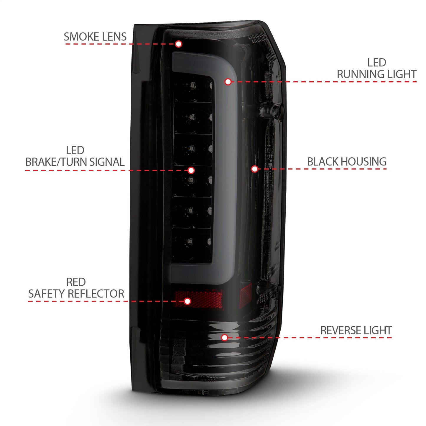 Anzo USA | LED Tail Light Assembly LED Smoke Lens Black Housing Pair | Fits F-150 | 311351
