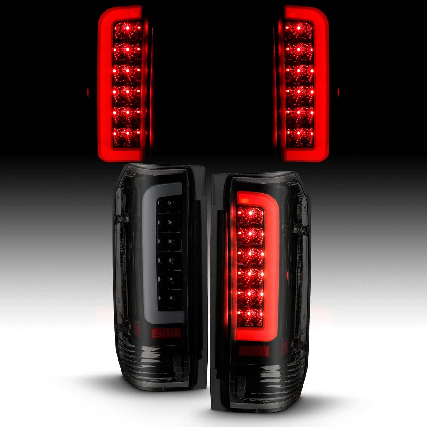 Anzo USA | LED Tail Light Assembly LED Smoke Lens Black Housing Pair | Fits F-150 | 311351