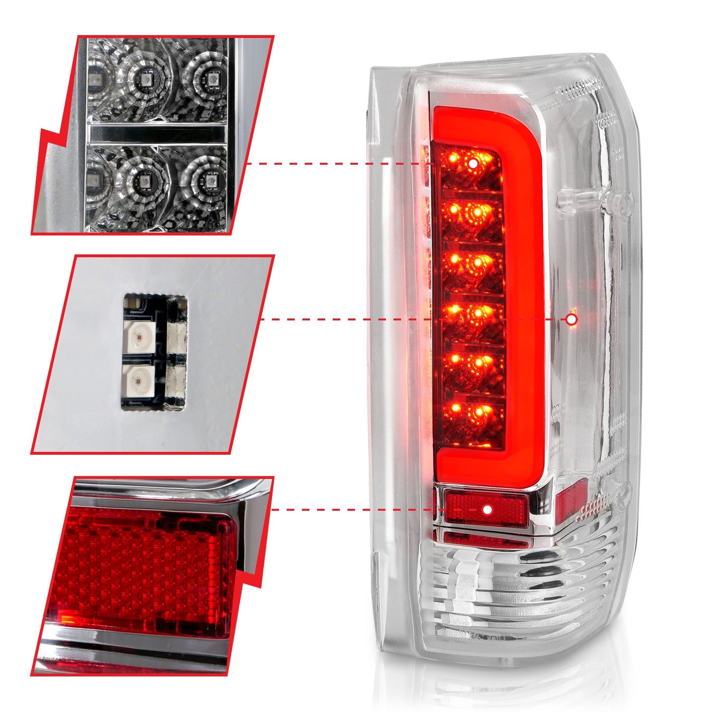 Anzo USA | LED Tail Light Assembly LED Clear Lens Chrome Housing Pair | Fits F-150 | 311352