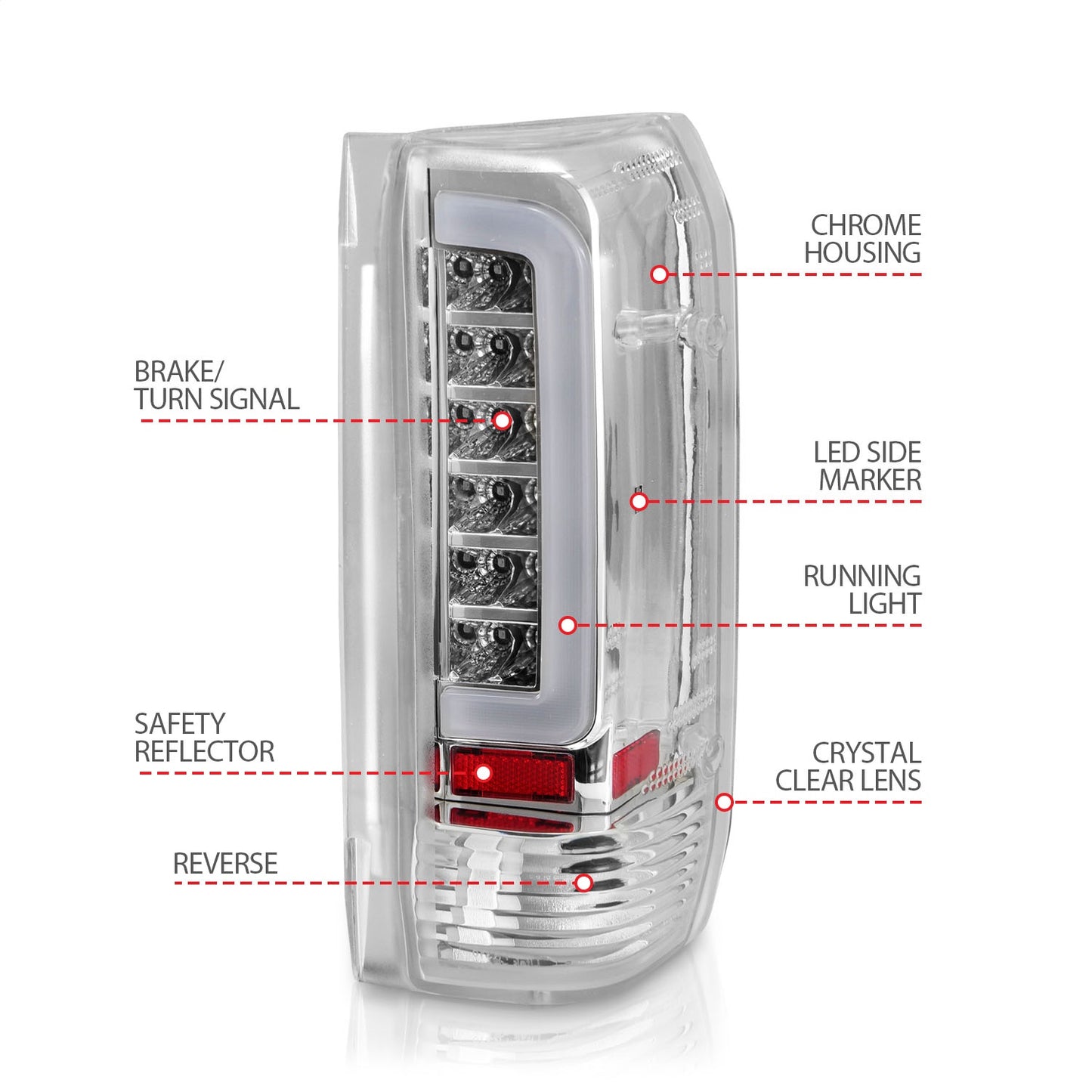 Anzo USA | LED Tail Light Assembly LED Clear Lens Chrome Housing Pair | Fits F-150 | 311352