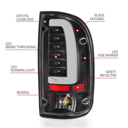 Anzo USA | LED Tail Light Assembly LED Clear Lens Black Housing Pair | Fits Tacoma | 311353