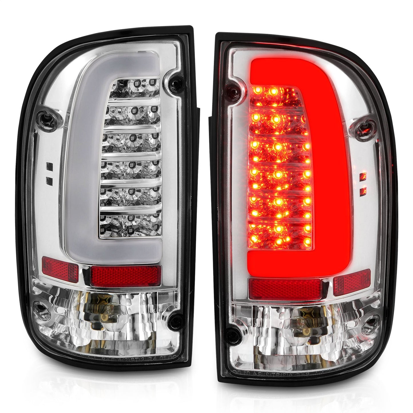 Anzo USA | LED Tail Light Assembly LED Clear Lens Chrome Housing Pair | Fits Tacoma | 311355