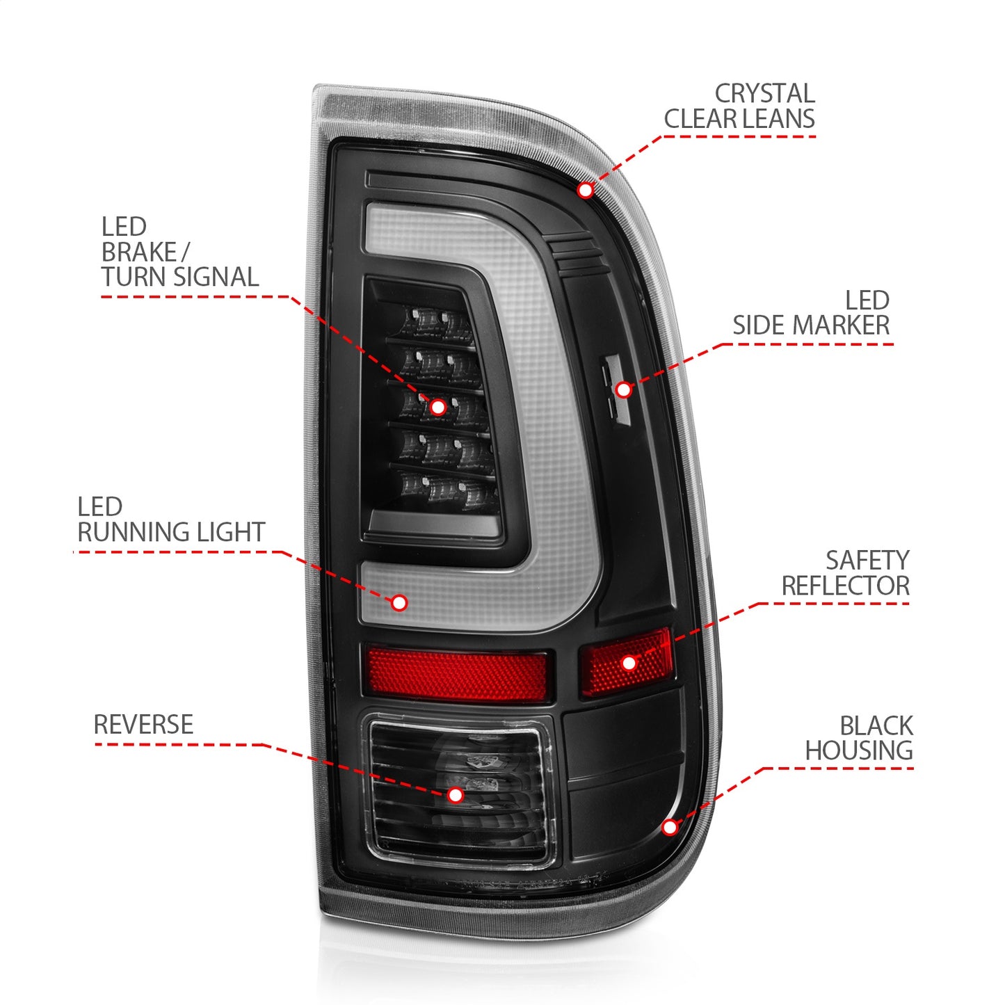 Anzo USA | LED Tail Light Assembly  LED  Clear Lens  Black Housing  Pair  |  Fits F-250 Super Duty | 311356