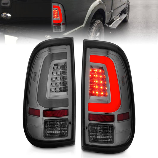 Anzo USA | LED Tail Light Assembly  LED  Smoke Lens  Chrome Housing  Pair  |  Fits F-250 Super Duty | 311357