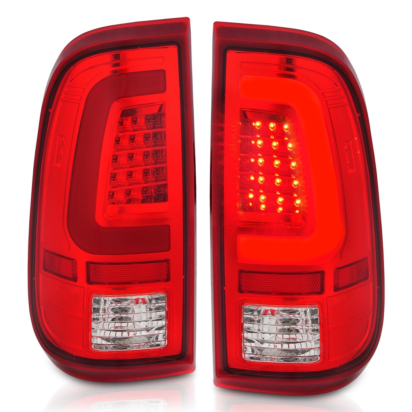 Anzo USA | LED Tail Light Assembly  LED  Red/Clear Lens  Chrome Housing  Pair  |  Fits F-250 Super Duty | 311358