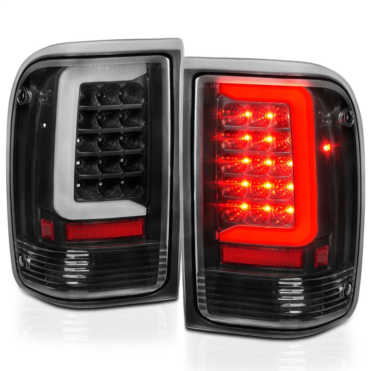 Anzo USA | LED Tail Light Assembly LED Clear Lens Black Housing w/Light Bar Pair | Fits Ranger | 311359