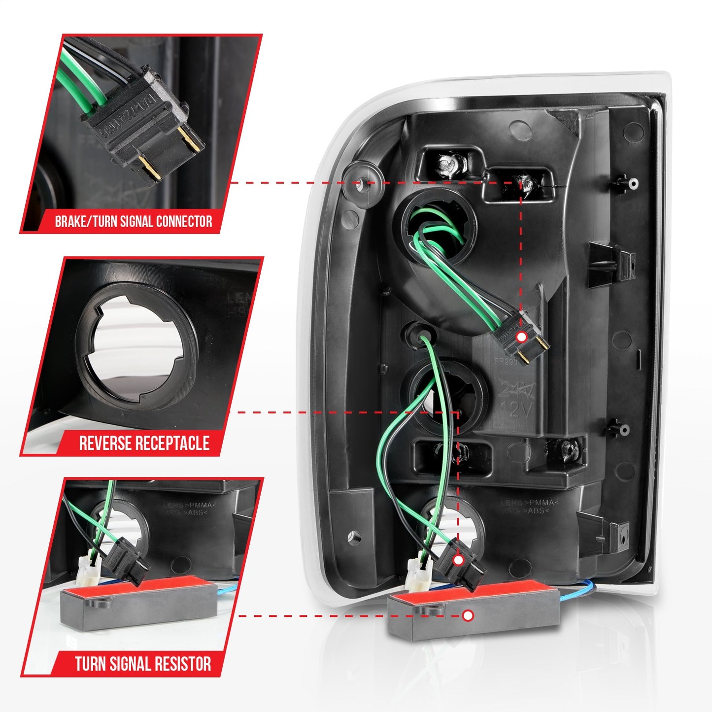 Anzo USA | LED Tail Light Assembly LED Smoke Lens Black Housing w/Light Bar Pair | Fits Ranger | 311360