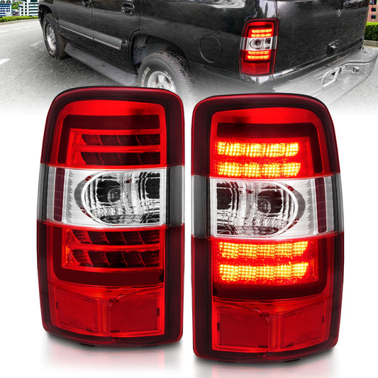 Anzo USA | LED Tail Light Assembly LED Red Lens Chrome Housing Pair | Fits Sierra 1500 | 311364