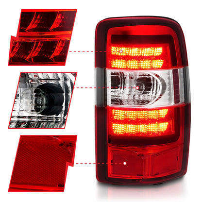 Anzo USA | LED Tail Light Assembly LED Red Lens Chrome Housing Pair | Fits Sierra 1500 | 311364