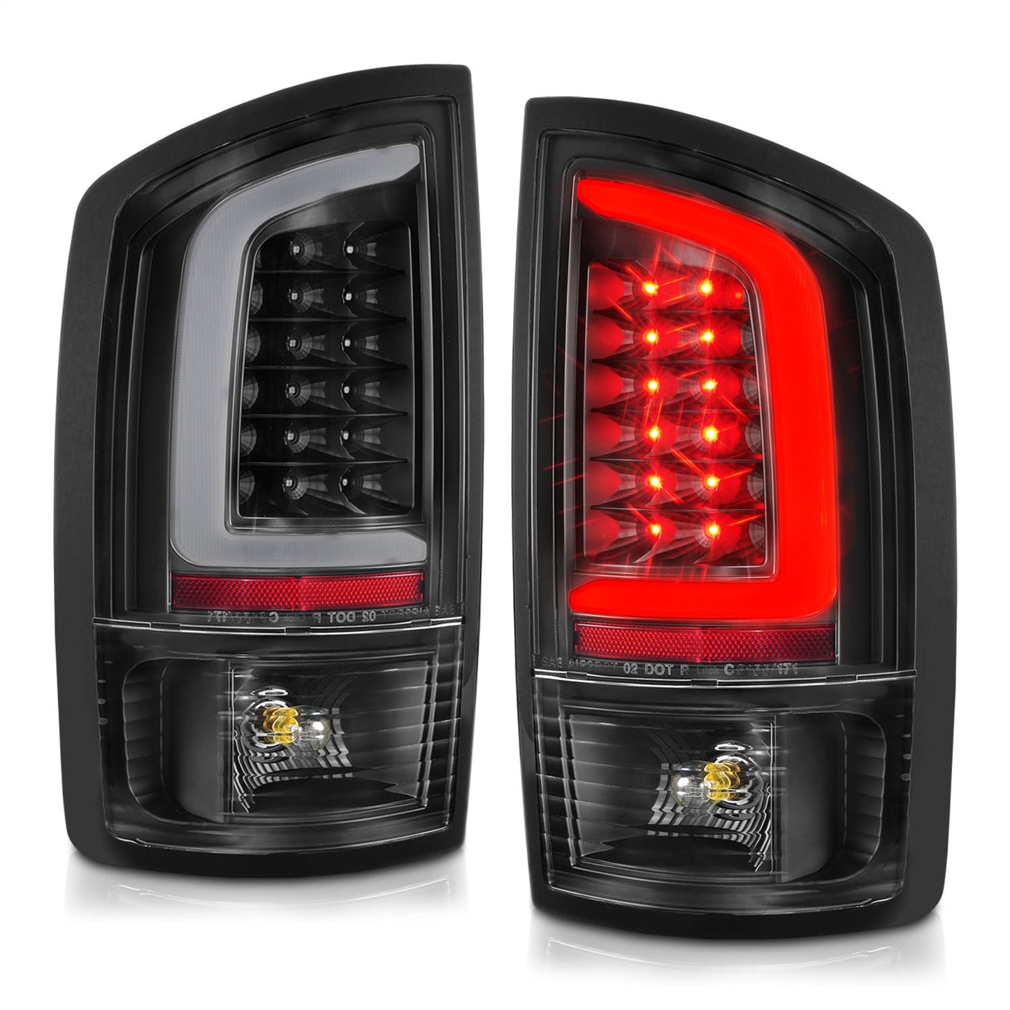 Anzo USA | LED Tail Light Assembly LED Clear Lens Black Housing w/Light Bar Pair | Fits Ram 1500 | 311368