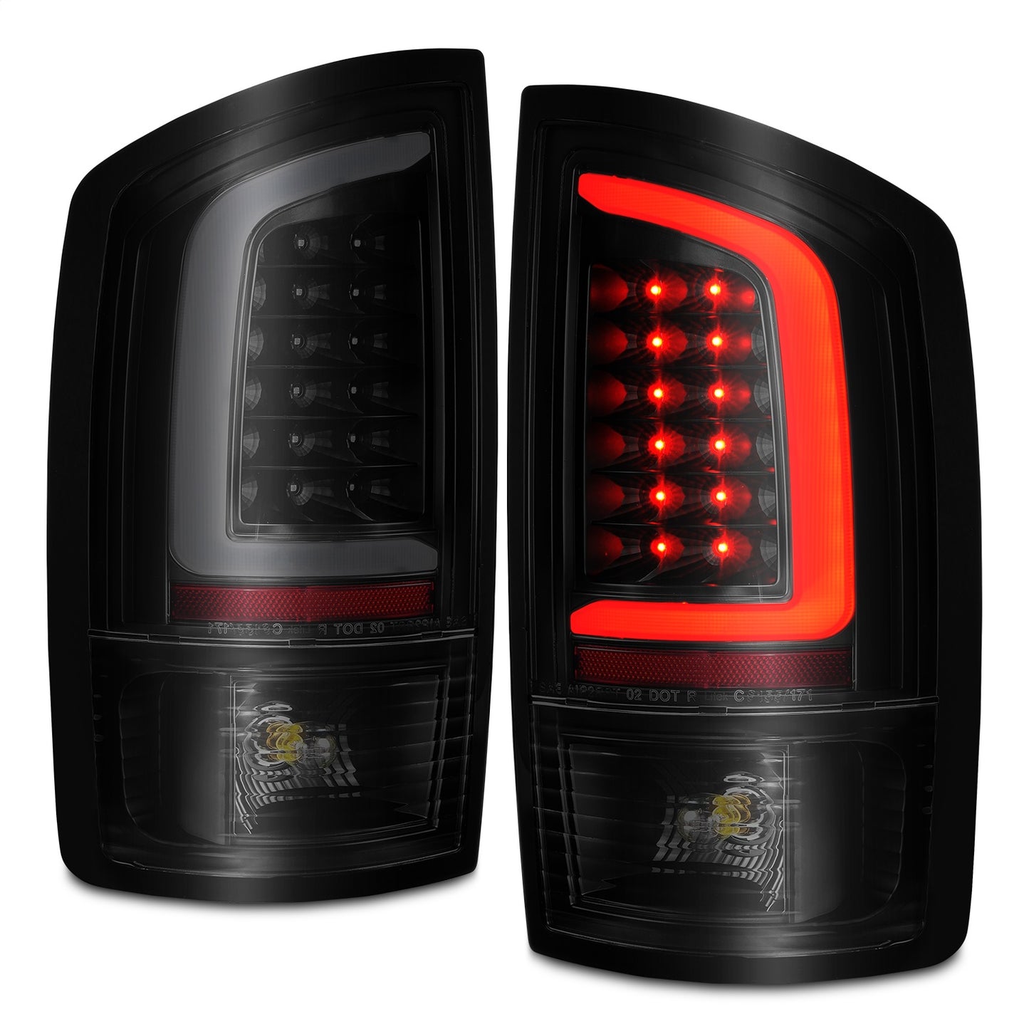 Anzo USA | LED Tail Light Assembly LED Smoke Lens Black Housing w/Light Bar Pair | Fits Ram 1500 | 311369
