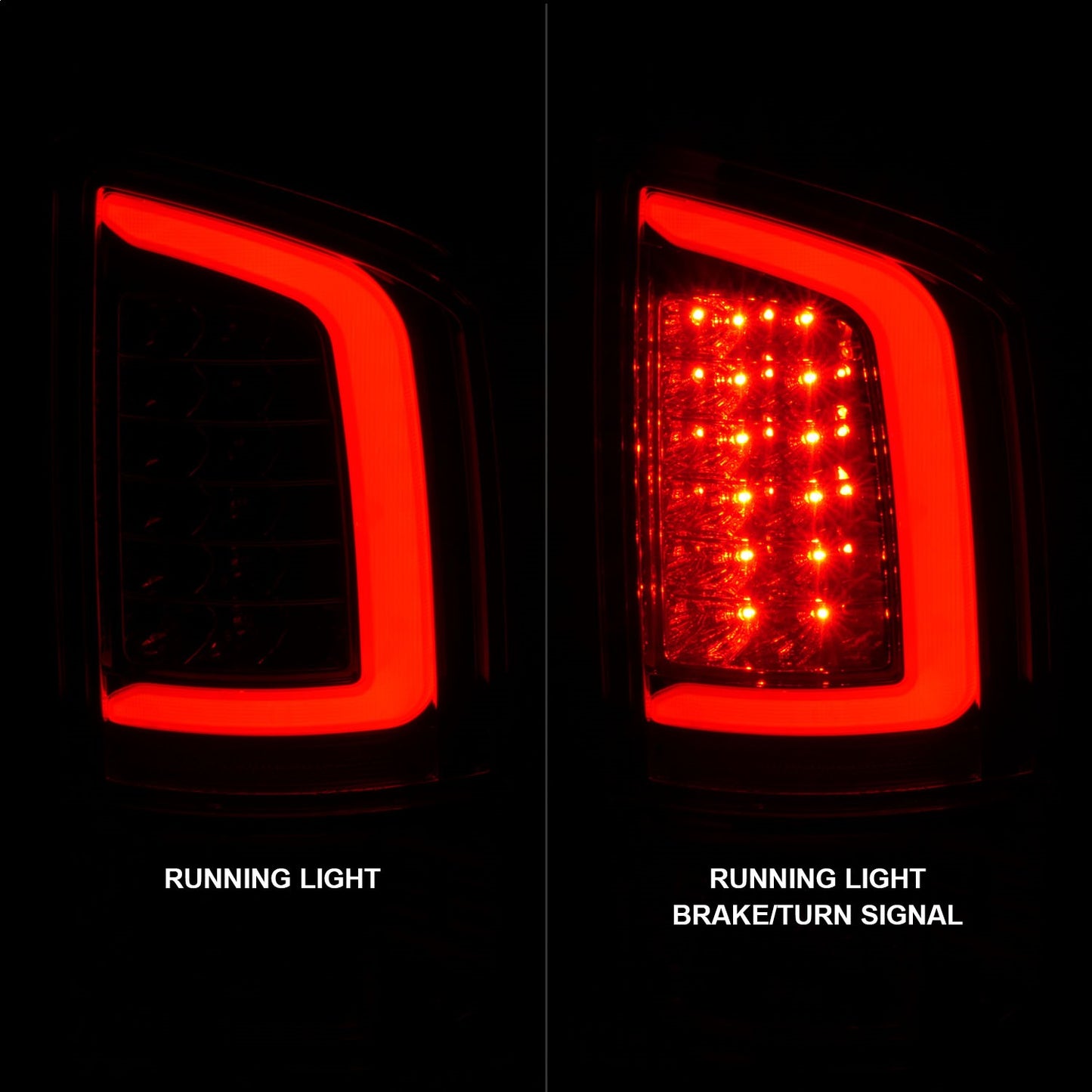 Anzo USA | LED Tail Light Assembly LED Red/Clear Lens Black Housing w/Light Bar Pair | Fits Ram 1500 | 311370