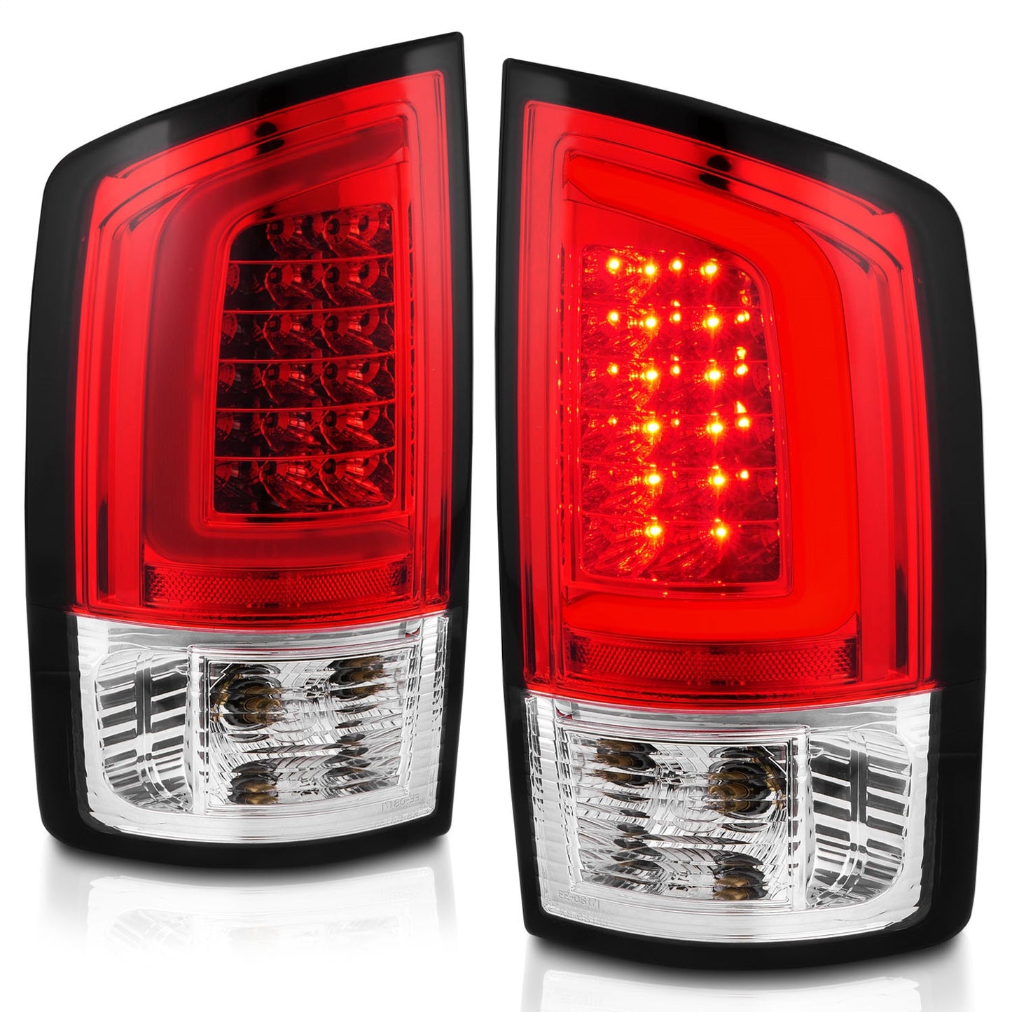 Anzo USA | LED Tail Light Assembly LED Red/Clear Lens Black Housing w/Light Bar Pair | Fits Ram 1500 | 311370