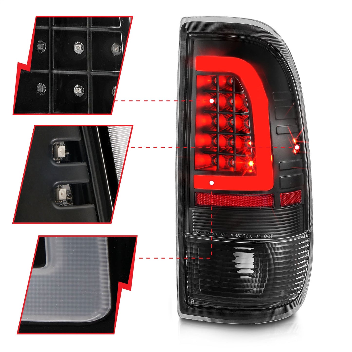 Anzo USA | LED Tail Light Assembly LED Clear Lens Black Housing w/Light Bar Pair | Fits F-150 | 311377