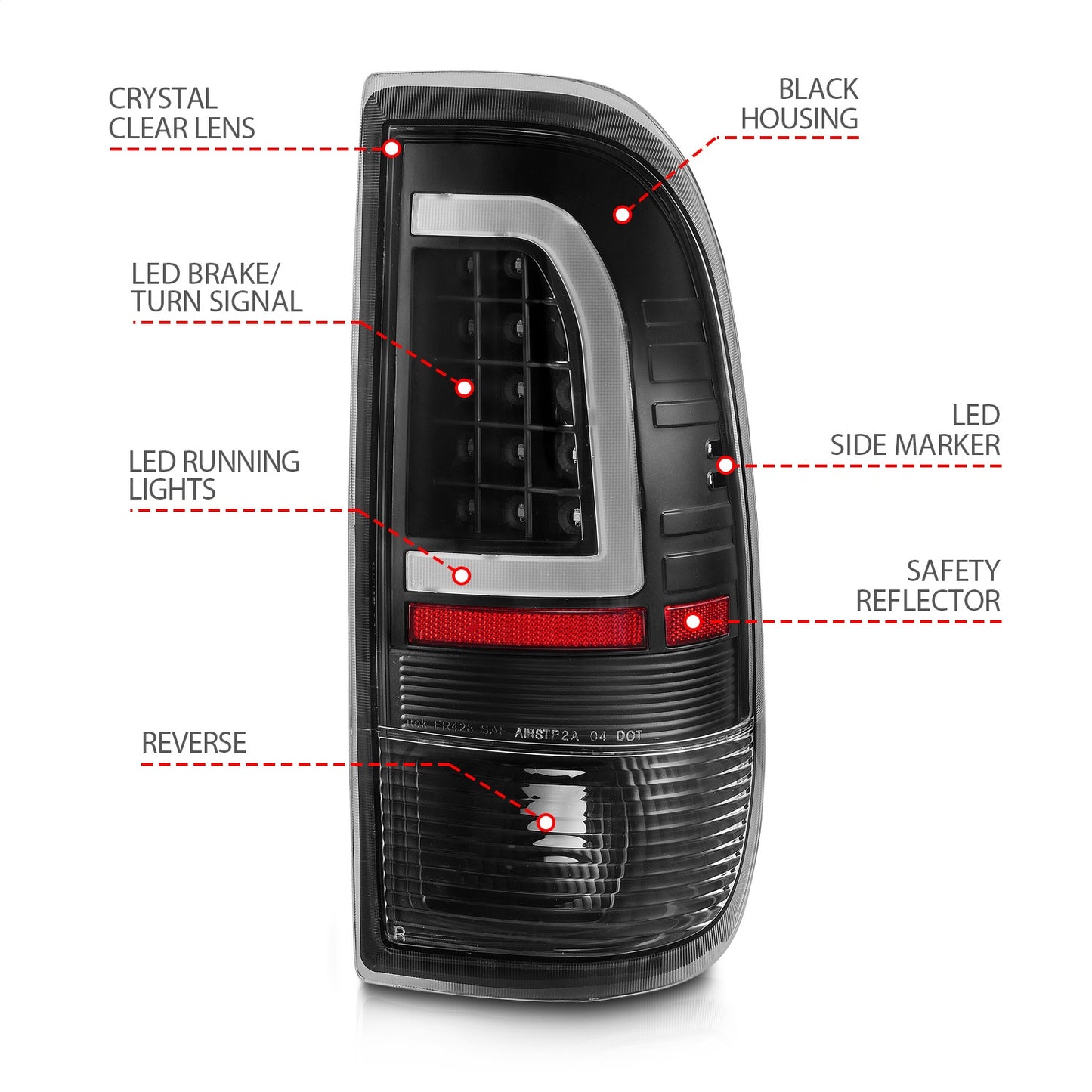 Anzo USA | LED Tail Light Assembly LED Clear Lens Black Housing w/Light Bar Pair | Fits F-150 | 311377