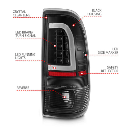 Anzo USA | LED Tail Light Assembly LED Clear Lens Black Housing w/Light Bar Pair | Fits F-150 | 311377