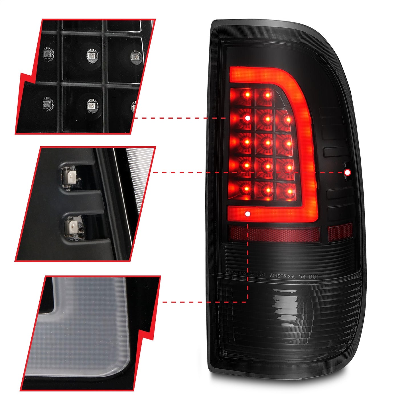 Anzo USA | LED Tail Light Assembly LED Smoke Lens Black Housing w/Light Bar Pair | Fits F-150 | 311378