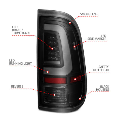 Anzo USA | LED Tail Light Assembly  LED  Clear Lens  Black Housing  w/Light Bar  Pair  |  Fits F-250 Super Duty | 311379