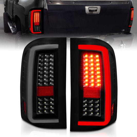 Anzo USA | LED Tail Light Assembly LED Smoke Lens Black Housing w/Light Bar Pair | Fits Silverado 1500 | 311381