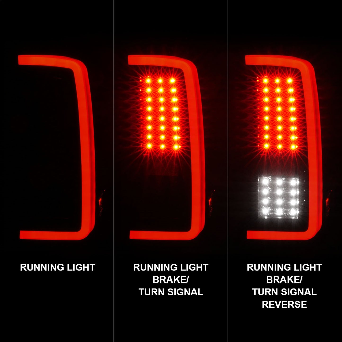 Anzo USA | LED Tail Light Assembly LED Smoke Lens Black Housing w/Light Bar Pair | Fits Silverado 1500 | 311381