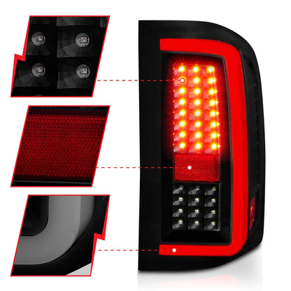 Anzo USA | LED Tail Light Assembly LED Smoke Lens Black Housing w/Light Bar Pair | Fits Silverado 1500 | 311381