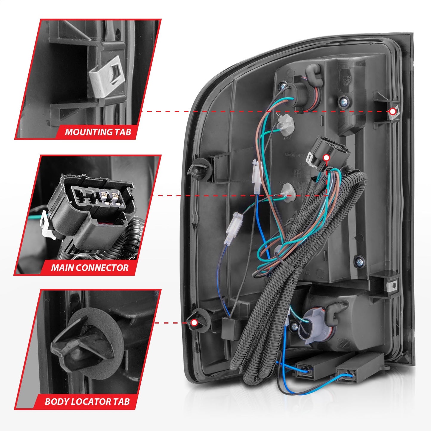 Anzo USA | LED Tail Light Assembly LED Smoke Lens Black Housing w/Light Bar Pair | Fits Silverado 1500 | 311381
