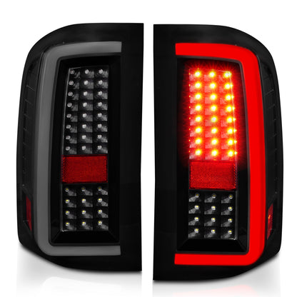 Anzo USA | LED Tail Light Assembly LED Smoke Lens Black Housing w/Light Bar Pair | Fits Silverado 1500 | 311381